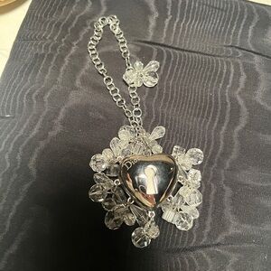 Dior Silver Crystal Heart Brooch